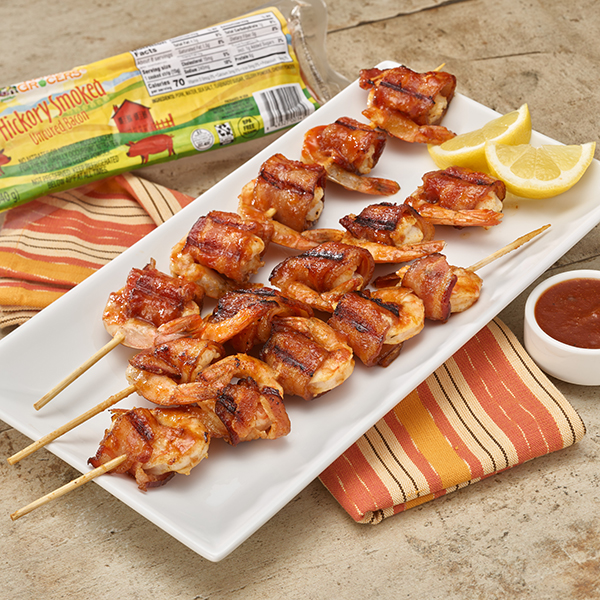 Grilled Bacon-Wrapped Shrimp Skewers